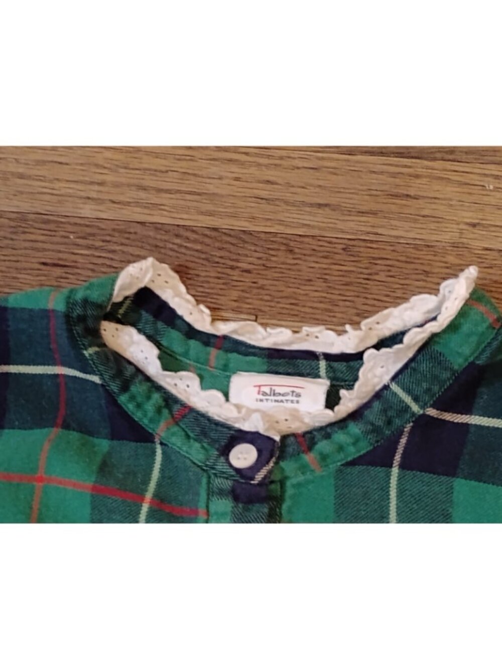 Vtg Talbots Flannel Nightgown Plaid Ruffle Hem Lace Grandmacore Winter Prairie M - Picture 5 of 9